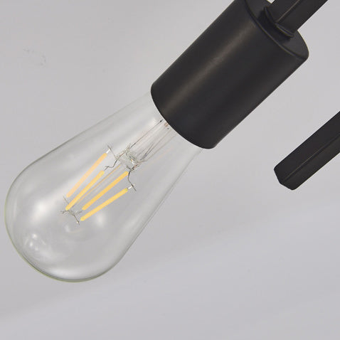 Contemporary Industrial Long Tube Iron 4-light Semi-flush Mount Ceiling Light for Bedroom