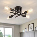 Contemporary Industrial Long Tube Iron 4-light Semi-flush Mount Ceiling Light for Bedroom