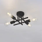 Contemporary Industrial Long Tube Iron 4-light Semi-flush Mount Ceiling Light for Bedroom