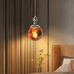 Modern Eclectic Lava Spherical Iron Acrylic 1-Light Pendant Light For Bedroom