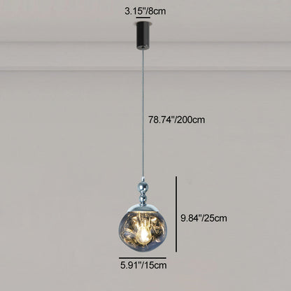 Modern Eclectic Lava Spherical Iron Acrylic 1-Light Pendant Light For Bedroom