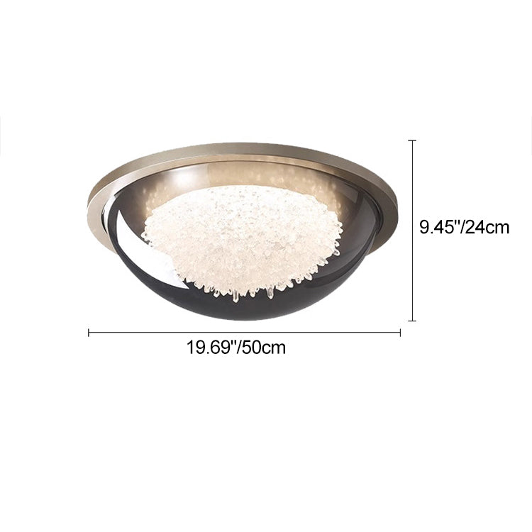 Modern Eclectic Dome Metal Platinum LED Flush Mount Ceiling Light for Bedroom