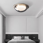 Modern Eclectic Dome Metal Platinum LED Flush Mount Ceiling Light for Bedroom