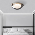 Modern Eclectic Dome Metal Platinum LED Flush Mount Ceiling Light for Bedroom