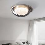 Modern Eclectic Dome Metal Platinum LED Flush Mount Ceiling Light for Bedroom