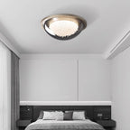 Modern Eclectic Dome Metal Platinum LED Flush Mount Ceiling Light for Bedroom