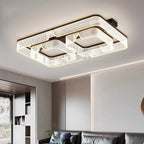 Modern Luxury Rectangular Aluminum Iron Acrylic LED Semi-Flush Mount Ceiling Light For Living Room