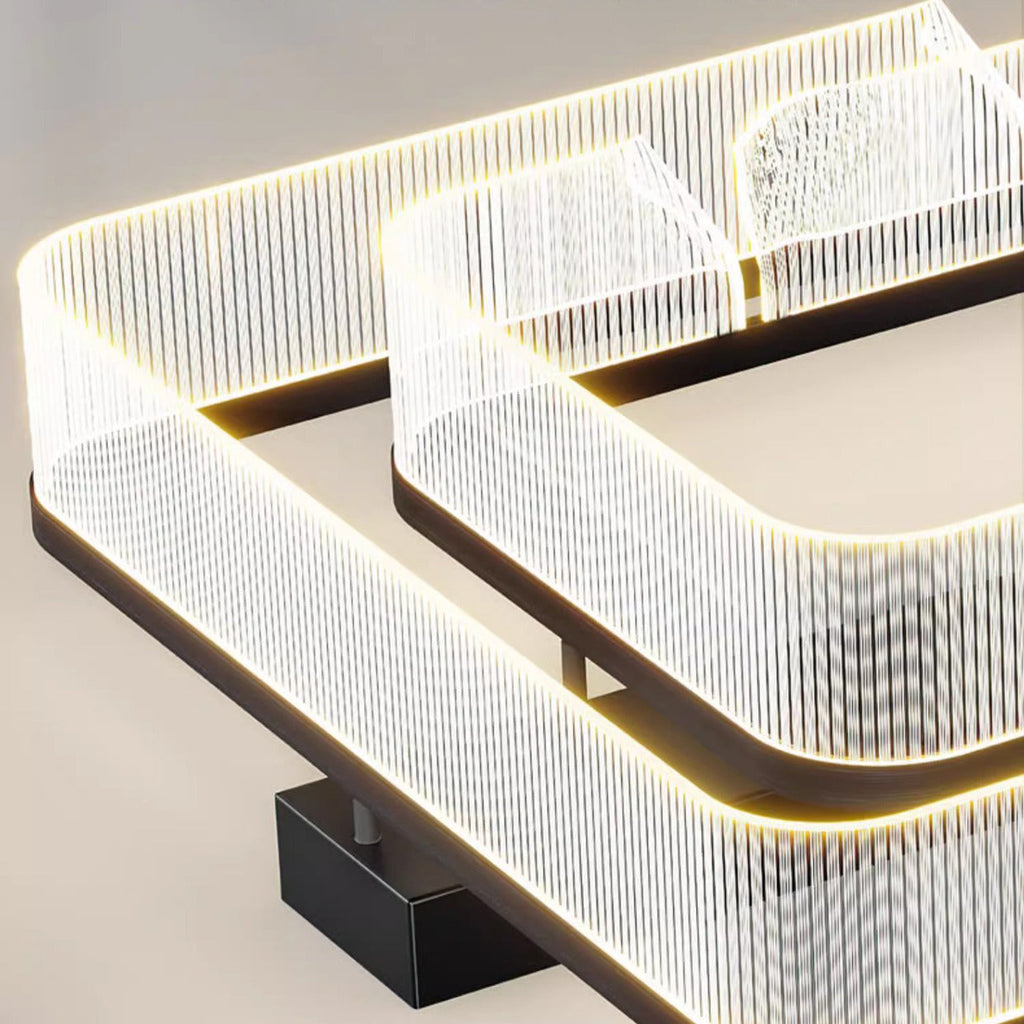 Modern Luxury Rectangular Aluminum Iron Acrylic LED Semi-Flush Mount Ceiling Light For Living Room