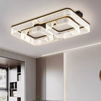 Modern Luxury Rectangular Aluminum Iron Acrylic LED Semi-Flush Mount Ceiling Light For Living Room