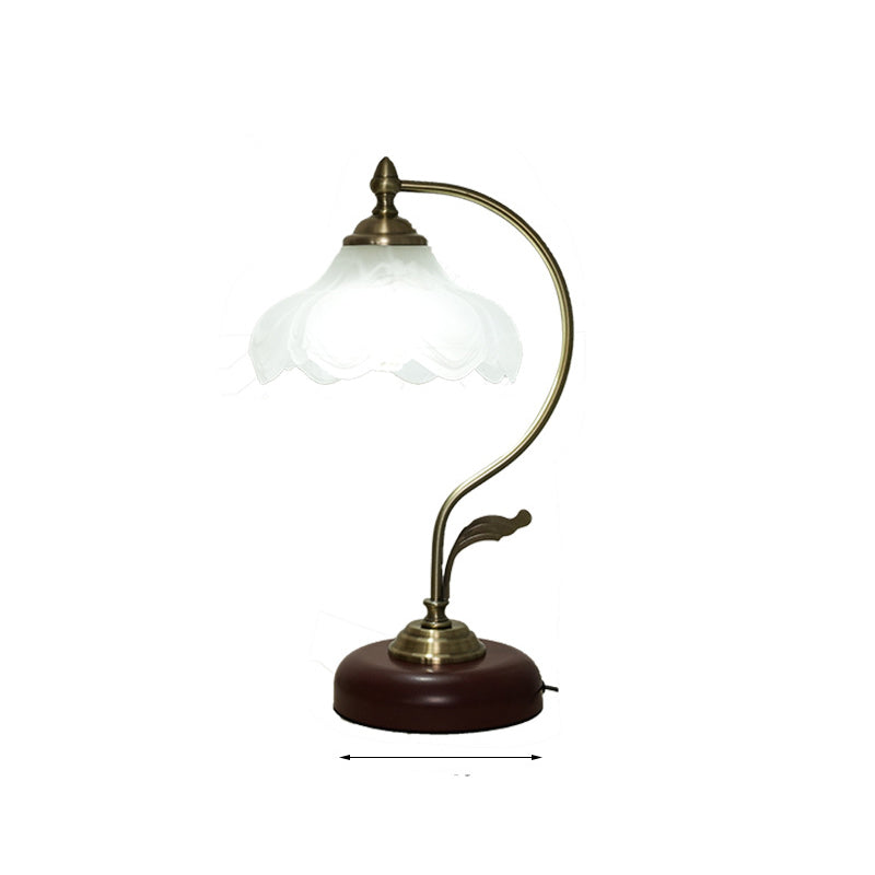 Modern Mid-Century Flower Iron Glass 1-Light Table Lamp For Bedroom Lumendat