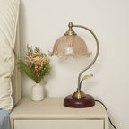 Modern Mid-Century Flower Iron Glass 1-Light Table Lamp For Bedroom Lumendat