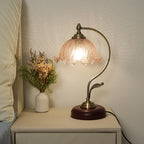 Modern Mid-Century Flower Iron Glass 1-Light Table Lamp For Bedroom Lumendat