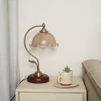 Modern Mid-Century Flower Iron Glass 1-Light Table Lamp For Bedroom Lumendat