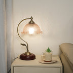 Modern Mid-Century Flower Iron Glass 1-Light Table Lamp For Bedroom Lumendat