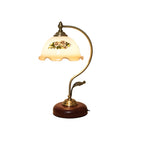 Modern Mid-Century Flower Iron Glass 1-Light Table Lamp For Bedroom Lumendat