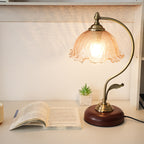 Modern Mid-Century Flower Iron Glass 1-Light Table Lamp For Bedroom Lumendat