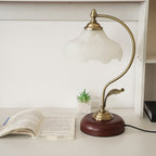Modern Mid-Century Flower Iron Glass 1-Light Table Lamp For Bedroom Lumendat