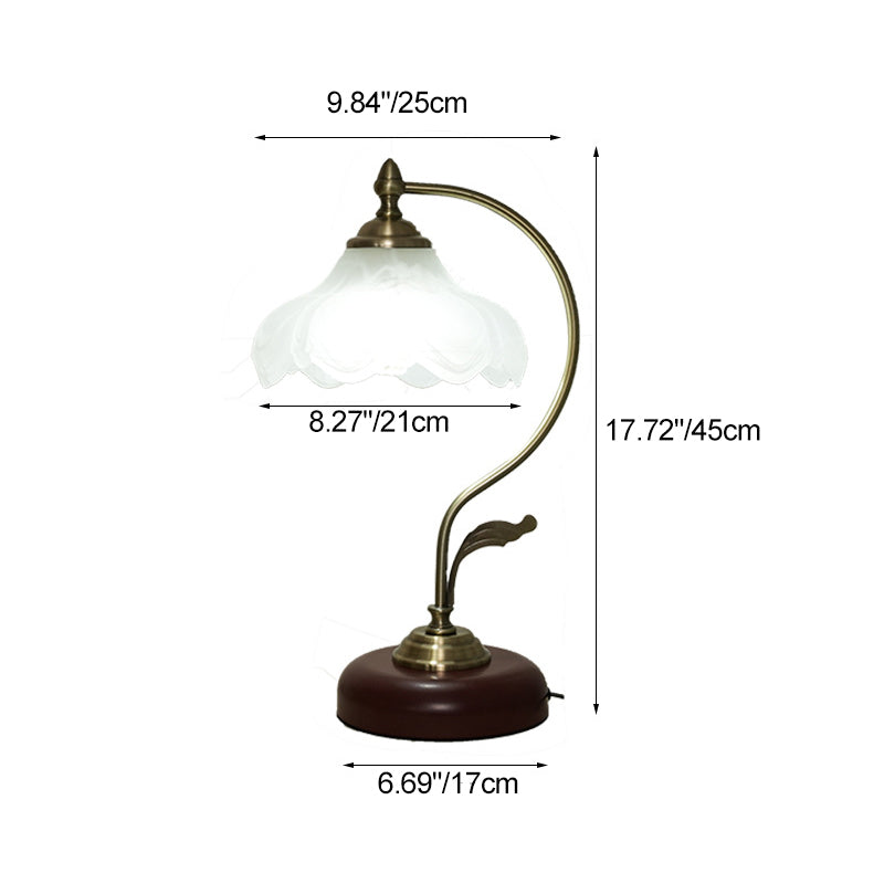 Modern Mid-Century Flower Iron Glass 1-Light Table Lamp For Bedroom Lumendat