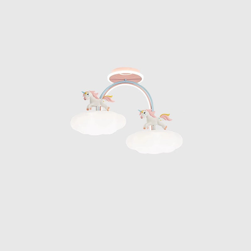 Lumendat Contemporary Creative Kids Pony Iron Resin Acrylic LED Semi-Flush Mount Ceiling Light For Bedroom Lumendat
