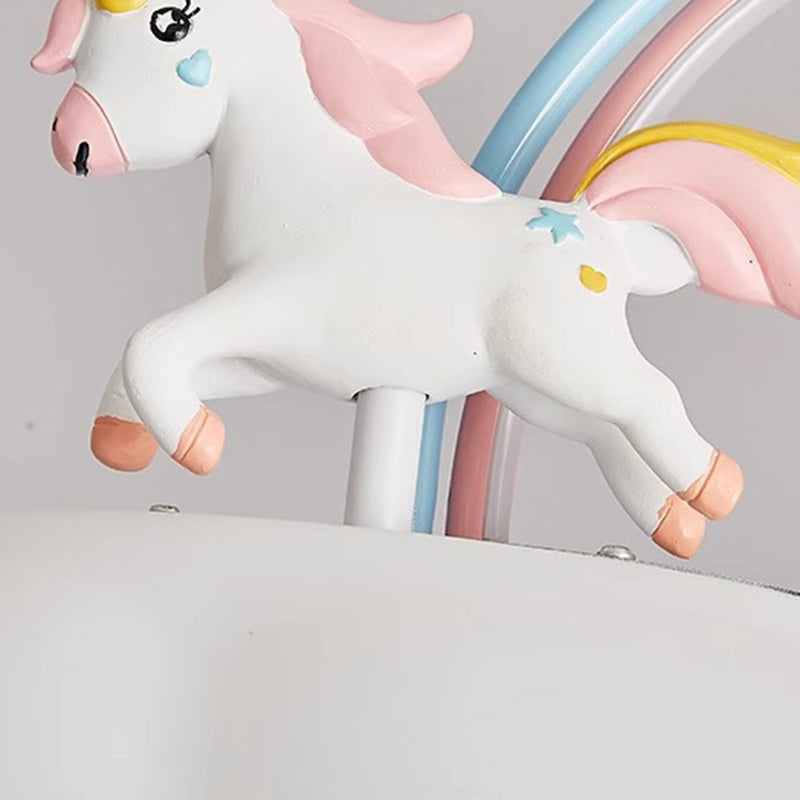 Lumendat Contemporary Creative Kids Pony Iron Resin Acrylic LED Semi-Flush Mount Ceiling Light For Bedroom Lumendat
