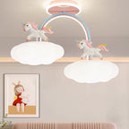 Lumendat Contemporary Creative Kids Pony Iron Resin Acrylic LED Semi-Flush Mount Ceiling Light For Bedroom Lumendat