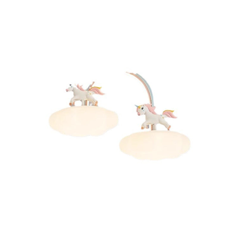Lumendat Contemporary Creative Kids Pony Iron Resin Acrylic LED Semi-Flush Mount Ceiling Light For Bedroom Lumendat