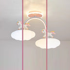 Lumendat Contemporary Creative Kids Pony Iron Resin Acrylic LED Semi-Flush Mount Ceiling Light For Bedroom Lumendat