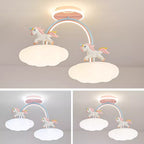 Lumendat Contemporary Creative Kids Pony Iron Resin Acrylic LED Semi-Flush Mount Ceiling Light For Bedroom Lumendat