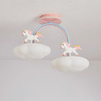 Lumendat Contemporary Creative Kids Pony Iron Resin Acrylic LED Semi-Flush Mount Ceiling Light For Bedroom Lumendat
