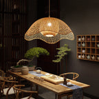 Traditional Chinese Dome Bamboo 1-Light Pendant Light For Living Room