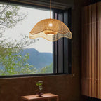 Traditional Chinese Dome Bamboo 1-Light Pendant Light For Living Room