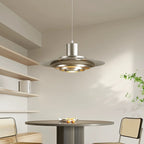 Contemporary Scandinavian Round Flying Saucer Aluminum 1-Light Pendant Light For Living Room