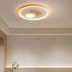 Contemporary Nordic Round Acrylic Aluminum Wood LED Flush Mount Ceiling Light For Bedroom