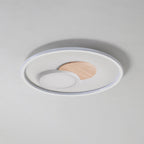 Contemporary Nordic Round Acrylic Aluminum Wood LED Flush Mount Ceiling Light For Bedroom