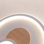 Contemporary Nordic Round Acrylic Aluminum Wood LED Flush Mount Ceiling Light For Bedroom