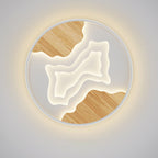 Contemporary Scandinavian Round Rubberwood Acrylic LED Flush Mount Ceiling Light For Bedroom