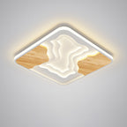 Contemporary Scandinavian Round Rubberwood Acrylic LED Flush Mount Ceiling Light For Bedroom