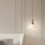 Modern Shabby Chic Dome Brass Ceramic 1-light Pendant Light for Bedroom BulbSquare