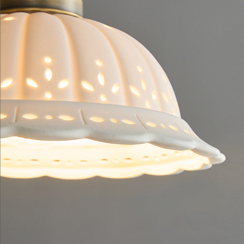 Modern Shabby Chic Dome Brass Ceramic 1-light Pendant Light for Bedroom