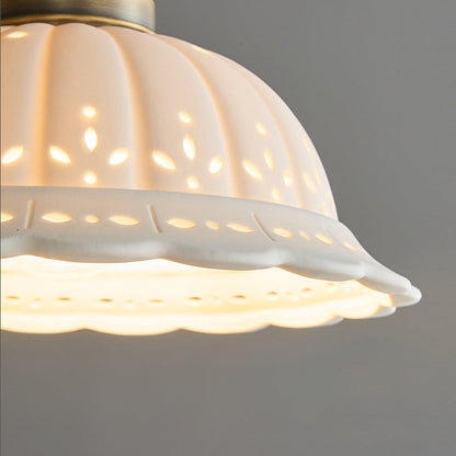 Modern Shabby Chic Dome Brass Ceramic 1-light Pendant Light for Bedroom
