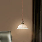 Modern Shabby Chic Dome Brass Ceramic 1-light Pendant Light for Bedroom BulbSquare