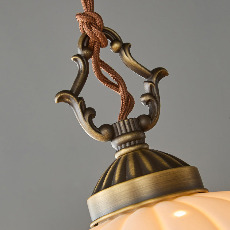 Modern Shabby Chic Dome Brass Ceramic 1-light Pendant Light for Bedroom