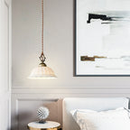 Modern Shabby Chic Dome Brass Ceramic 1-light Pendant Light for Bedroom BulbSquare