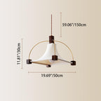 Modern Mid-Century Pyramid Ash Wood Alloy Fabric 1-Light Pendant Light For Bedroom
