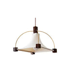 Modern Mid-Century Pyramid Ash Wood Alloy Fabric 1-Light Pendant Light For Bedroom