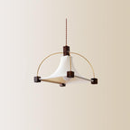 Modern Mid-Century Pyramid Ash Wood Alloy Fabric 1-Light Pendant Light For Bedroom
