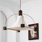 Modern Mid-Century Pyramid Ash Wood Alloy Fabric 1-Light Pendant Light For Bedroom
