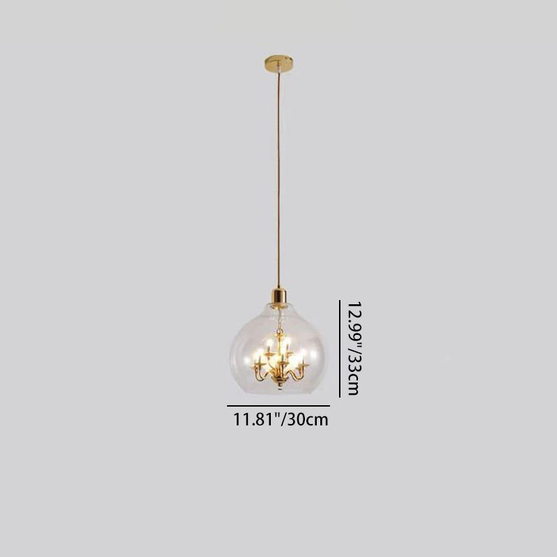 Modern Luxury Dome Iron Glass 9-light Pendant Light for Living Room