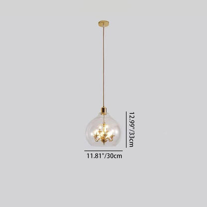 Modern Luxury Dome Iron Glass 9-light Pendant Light for Living Room