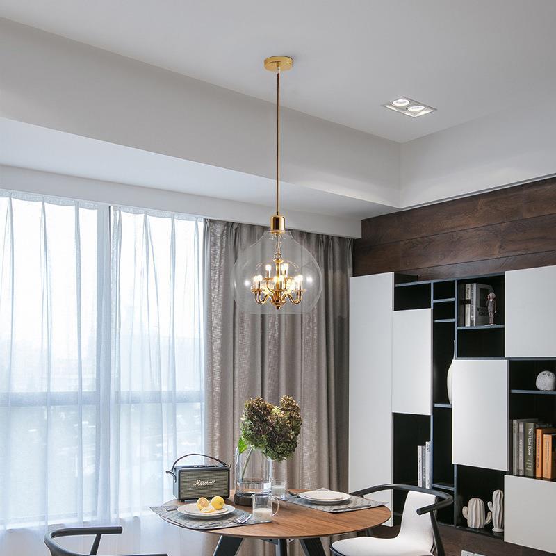 Modern Luxury Dome Iron Glass 9-light Pendant Light for Living Room